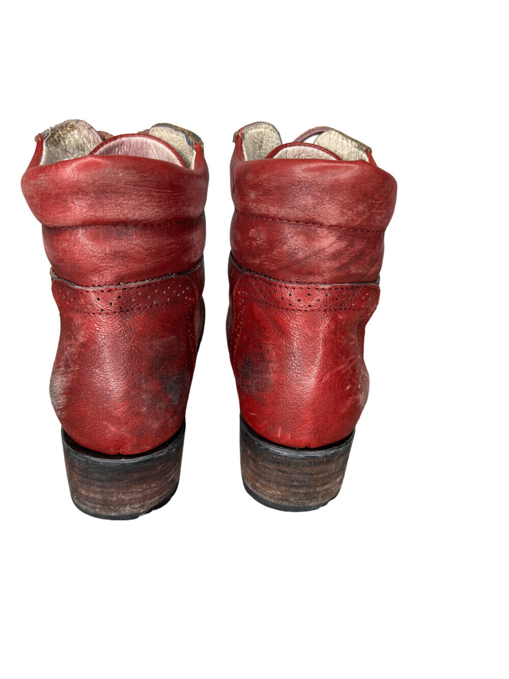 Freebird by Steven Gage Leather Boho Moto Boots Womens 8 Burgundy Red Distressed - Picture 8 of 14